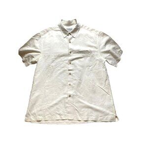 QuikSilver Shirt‎ Adult Large Silver Edition Button Up Comfort Fit Linen Mens